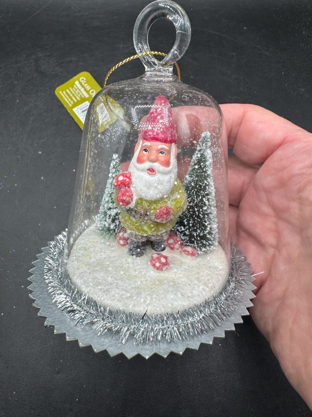 ヴィンテージ サンタ 雪景色 ジオラマ ベル型 ガラス クリスマス