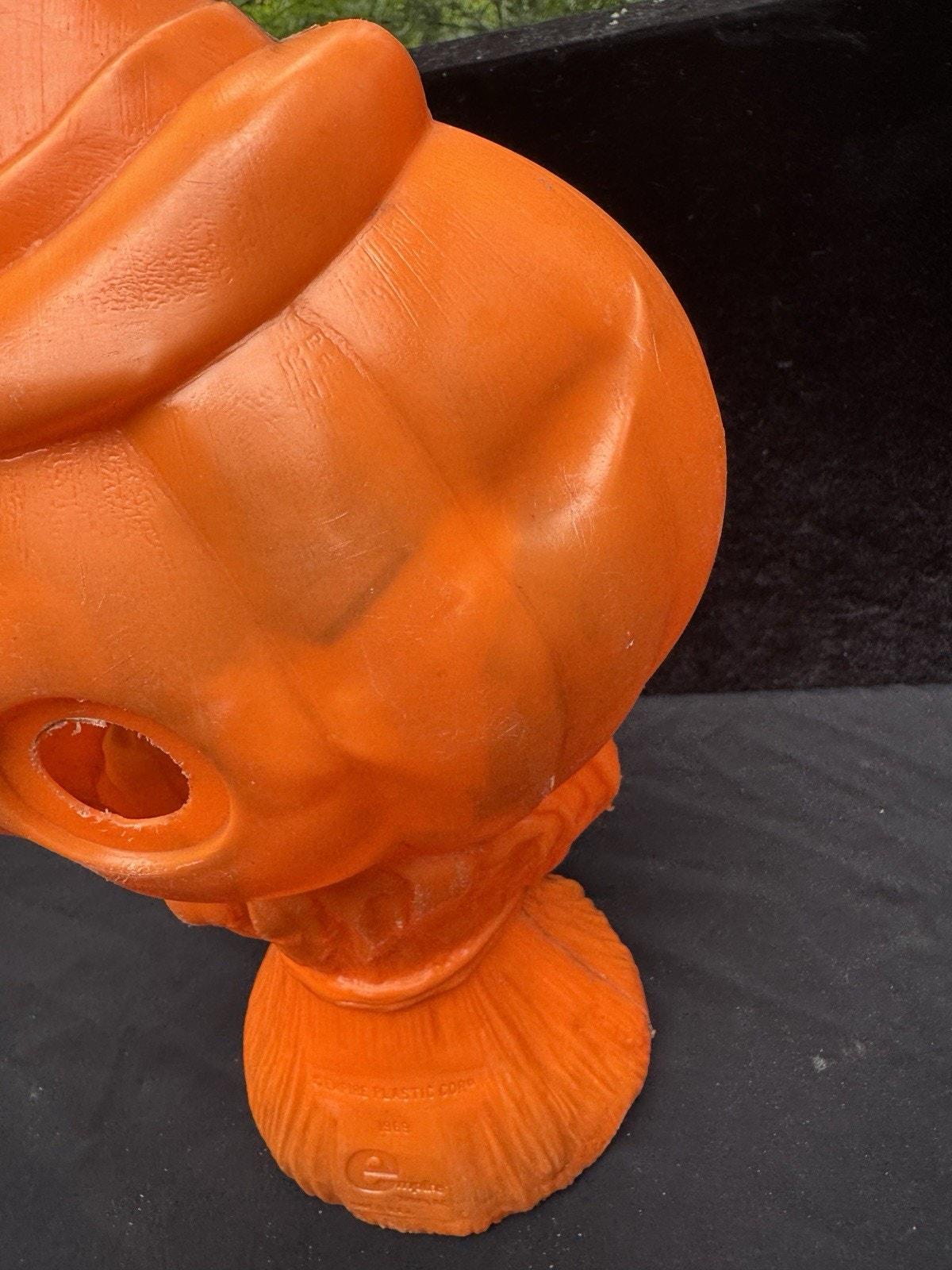 1969 Halloween Blow Mold Pumpkin Jack O Lantern Haystack Vintage EMPIRE ...