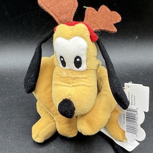Vtg 1990’s Disney Pluto Bean Bag Plush Animal Toys Christmas Reindeer