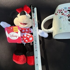 Disney Minnie Mouse Love Hearts Ceramic Coffee Mug & Plush Doll New! -C9 image 7