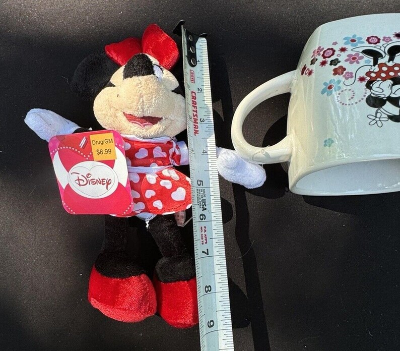 Disney Minnie Mouse Love Hearts Ceramic Coffee Mug & Plush Doll New! -C9 image 7