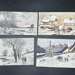 4 Postkarten aus viktorianischer Weihnachtszeit um 1900 Erstaunliche Farbe! Deutschland P.T.L
