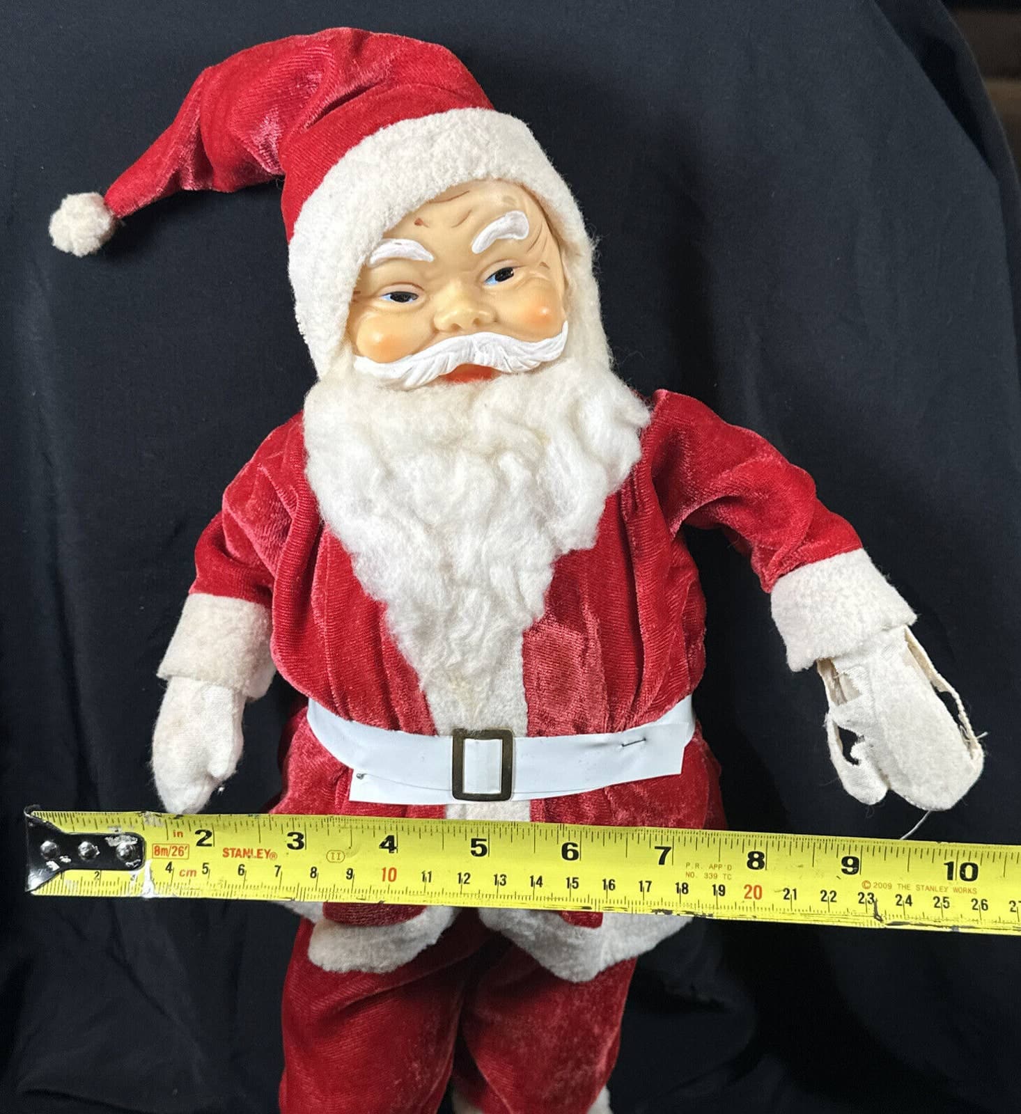 Vintage 18” Santa Claus Doll Red & White Velvet Japan 1950's
