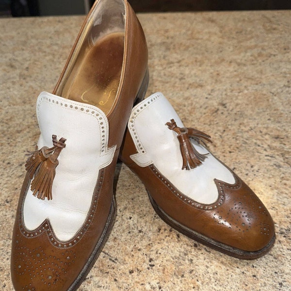 Vintage Designer Collection Florsheim Two Tone Men's Wingtip Shoes 10 1/2D