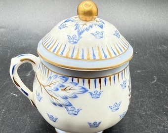 Vintage Sweden Rorstrand porcelain creamer custard cup & Lid Carl XV -C32