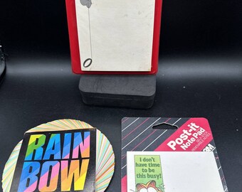 Vintage Lot of 3 1990s Post-it Note Pads Garfield Rainbow & Clipboard New -5T