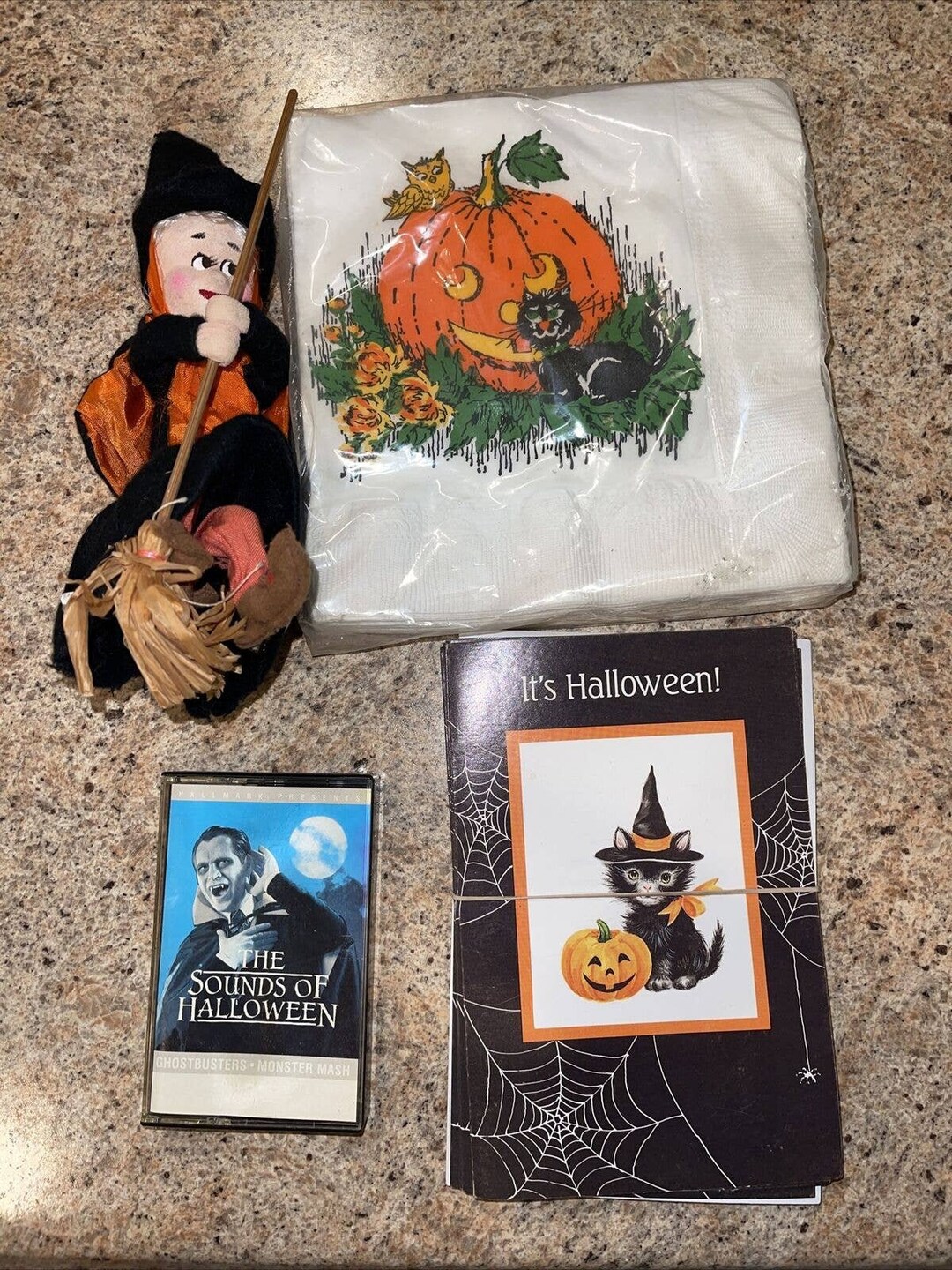 Vintage Halloween Decorations Lot Witch Napkins Cassette & Etsy