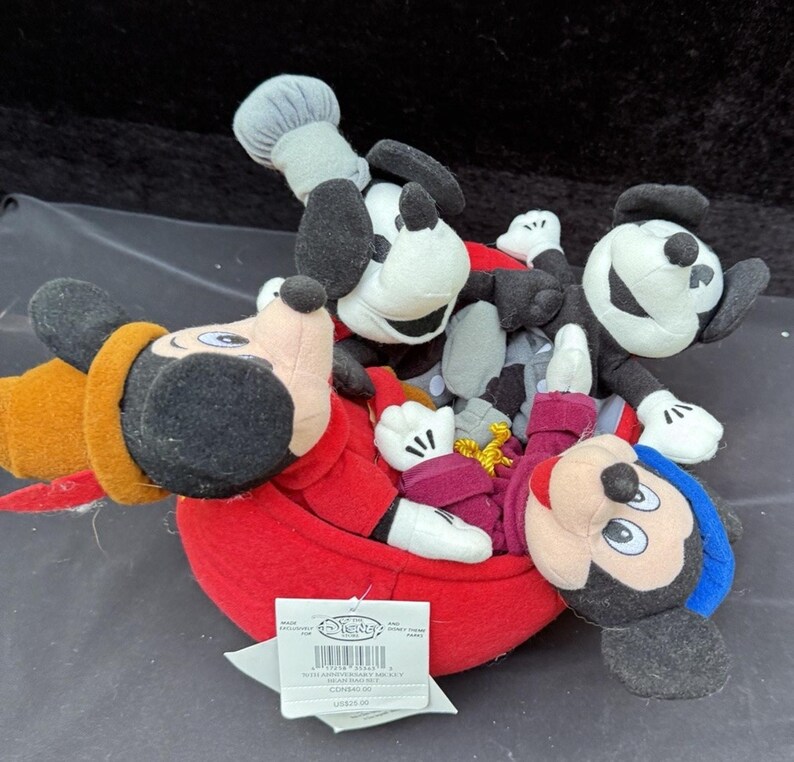 Disney Mickey Mouse Plush 70 Happy Years 4 eras of Mickey Mouse in Pants Boat image 9