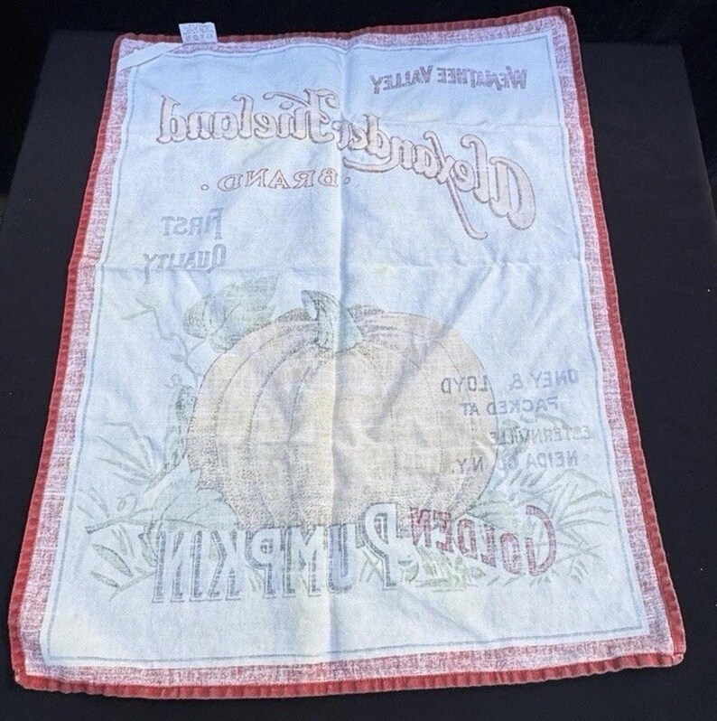 Vintage Thanksgiving Pumpkin Tea Towels 55% Cotton 45 percent Linen Made in Italy image 7
