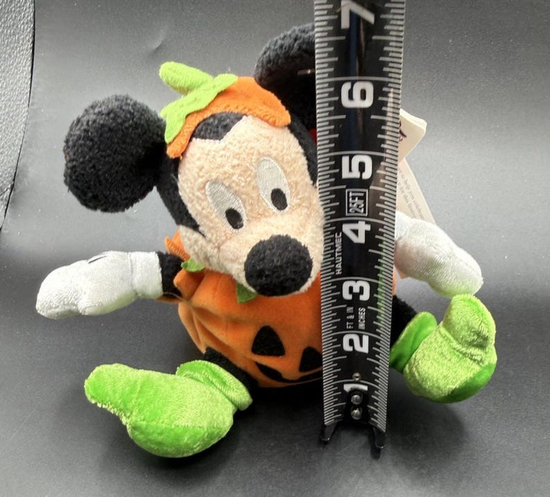 Disney Store Halloween Mickey Mouse Exclusive Bean Bag Plush Pumpkin Costume -43 image 8
