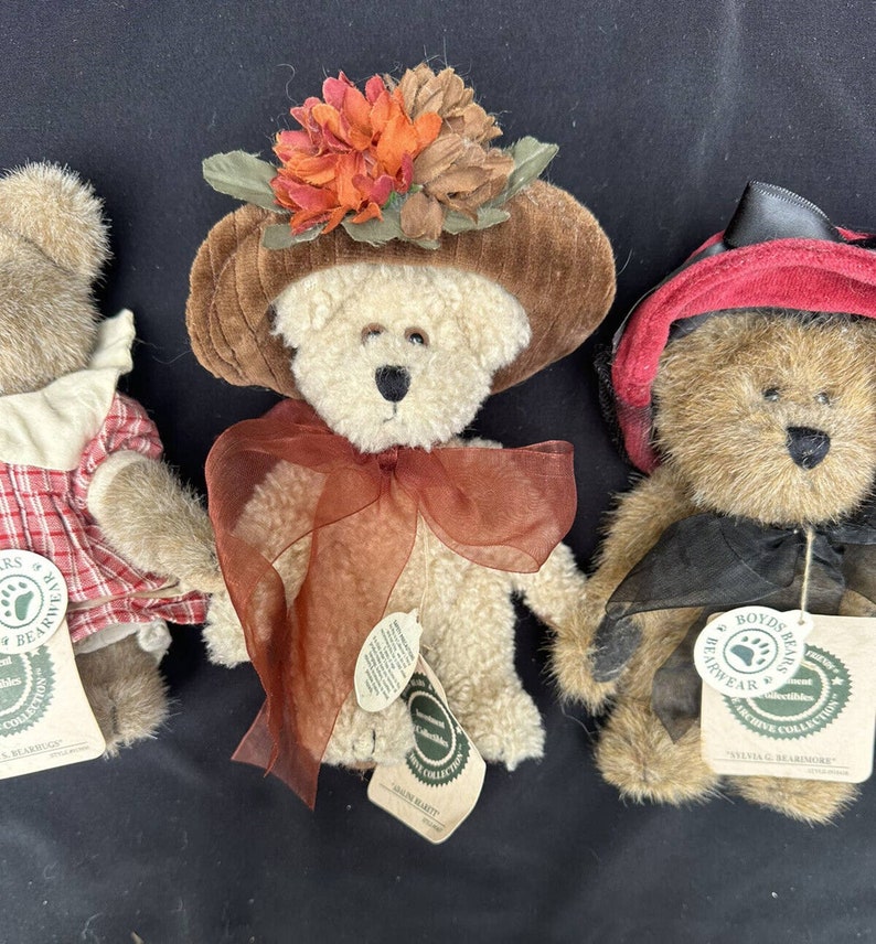 Boyds Bears Gefüllte Häschen & Bären mit Hüten Lot Von 4 Bild 3