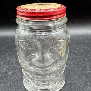 Vintage NASH’S Jolly Joe Glass Coin Bank, 4-1/2” Prepared Mustard Promo C31