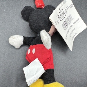 New 1990’s Disney Store Mickey Mouse Bean Bag 4” Keychain Mini Plush Clip NWT! image 4