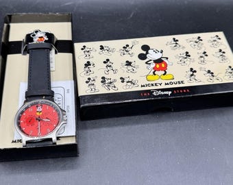 希少なディズニーミッキーマウス腕時計/Accutime/大きなブルーフェイス