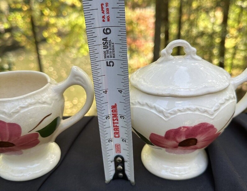 Vintage Three Piece Blue Ridge Southern Pottery Sugar Bowl W/ Lid Creamer S51 zdjęcie 2