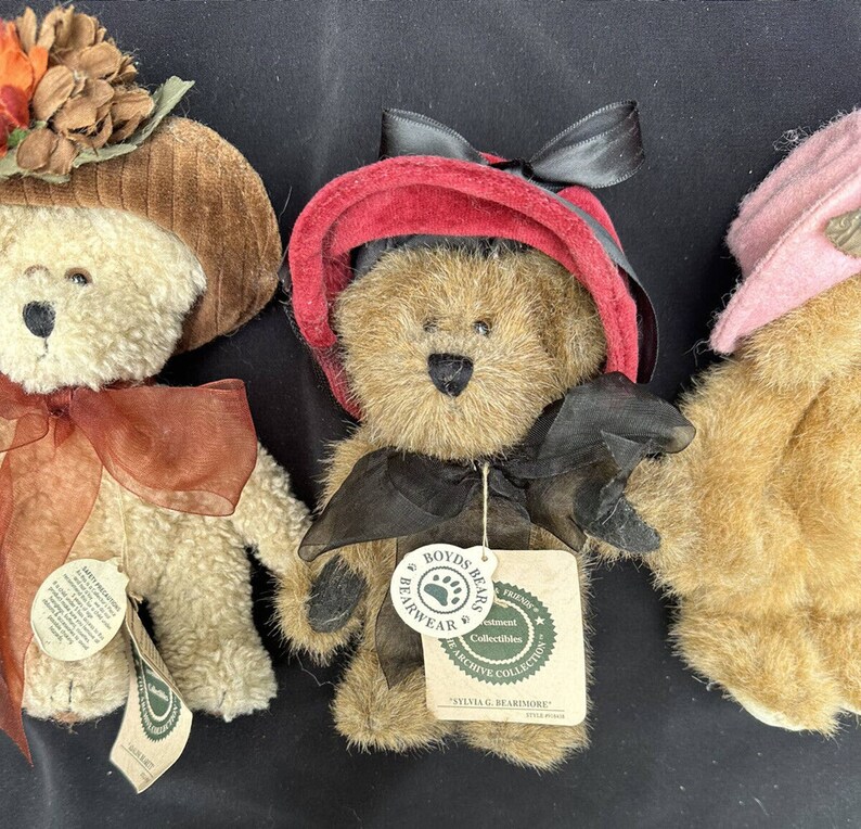 Boyds Bears Gefüllte Häschen & Bären mit Hüten Lot Von 4 Bild 4