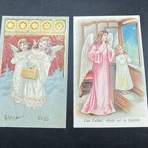 2 Postales navideñas victorianas de 1900 Alemania Angel Girl