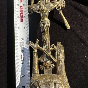 Antique Brass Arma Christi Memento Mori Crucifix Beautiful Easter Blessing A10 image 5