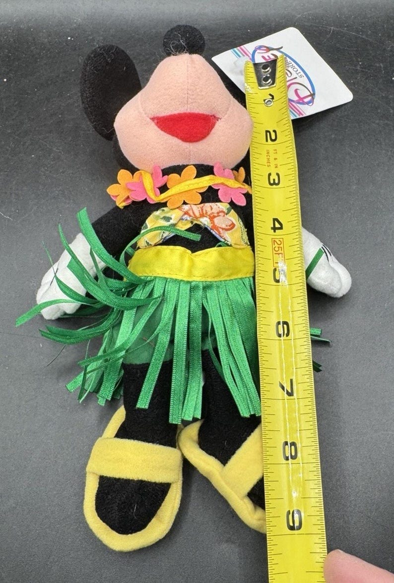 Vtg 1990’s Disney Store Bean Bag Plush - HULA MINNIE Mickey Mouse 9.5” image 5