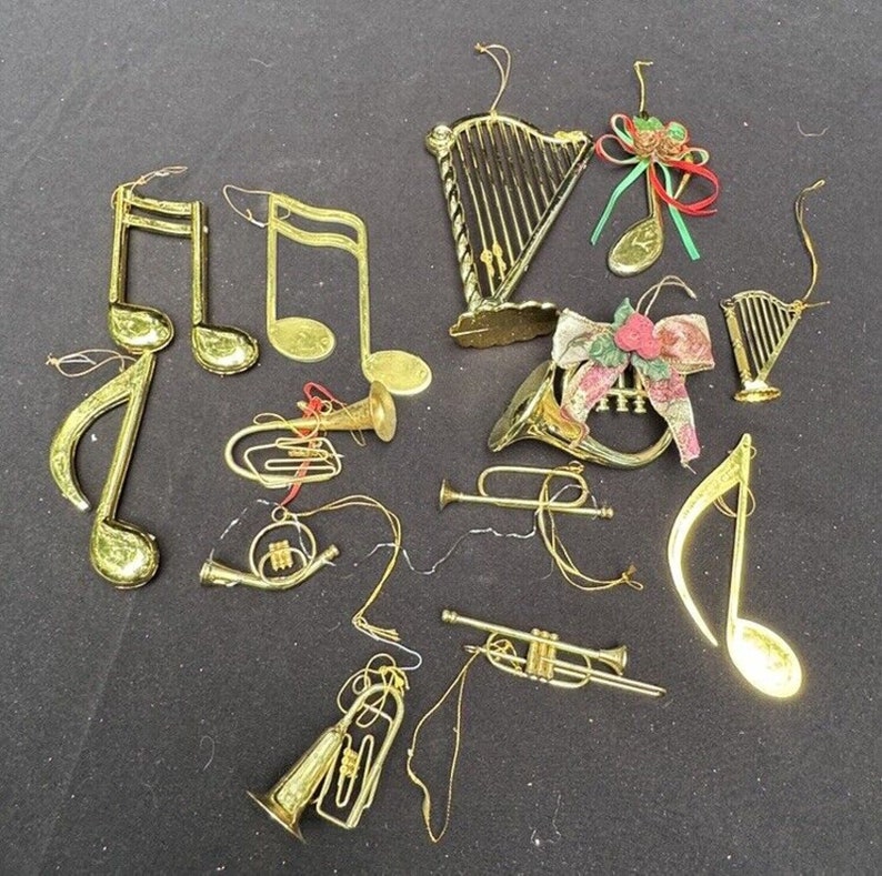 Musical Symbols & Instruments Notes and Clef Christmas Ornaments Lot of ...
