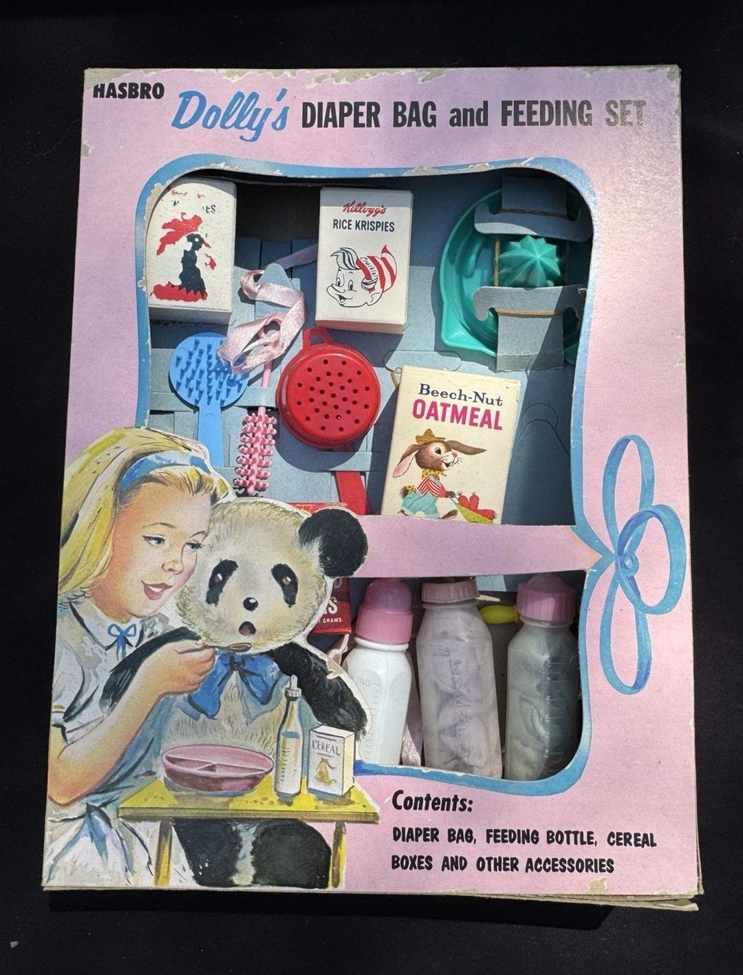 Vintage Duckie Pull Toy Diaper Set - Light Blue main image 1