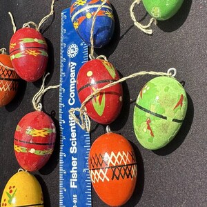 9 Vintage Germany Easter Egg Wooden Hand Painted Vintage Ornaments 5Y image 5