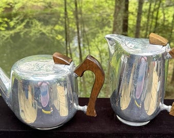 Picquot Ware K3 Kettle: Art Deco Magnalium and Sycamore, C. 1950s