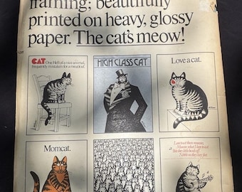 Vintage B Kliban Cats II Postcard Book: 30 Cards, Cat on Swing