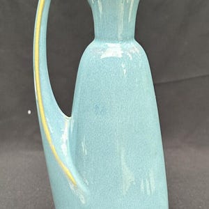 Schöne US Pottery Vintage Ahornsirupflasche Robbin Egg Blau aus Keramik -5O