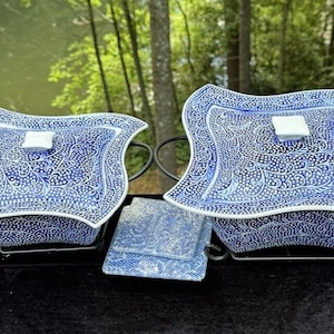 Temptations by TARA QVC Embossed Bead Covered Serving Dishes W