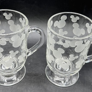 2 Vtg Disney Store Mrożone uszy Myszki Miki 5" kubek na cokole Libbey Glass NWT zdjęcie 2