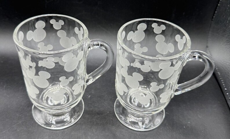 2 Vtg Disney Store Mrożone uszy Myszki Miki 5" kubek na cokole Libbey Glass NWT zdjęcie 2