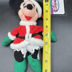 Vtg 1990's The Disney Store Beanie Baby Pluszowa Myszka Minnie Święty Mikołaj Boże Narodzenie NWT zdjęcie 2