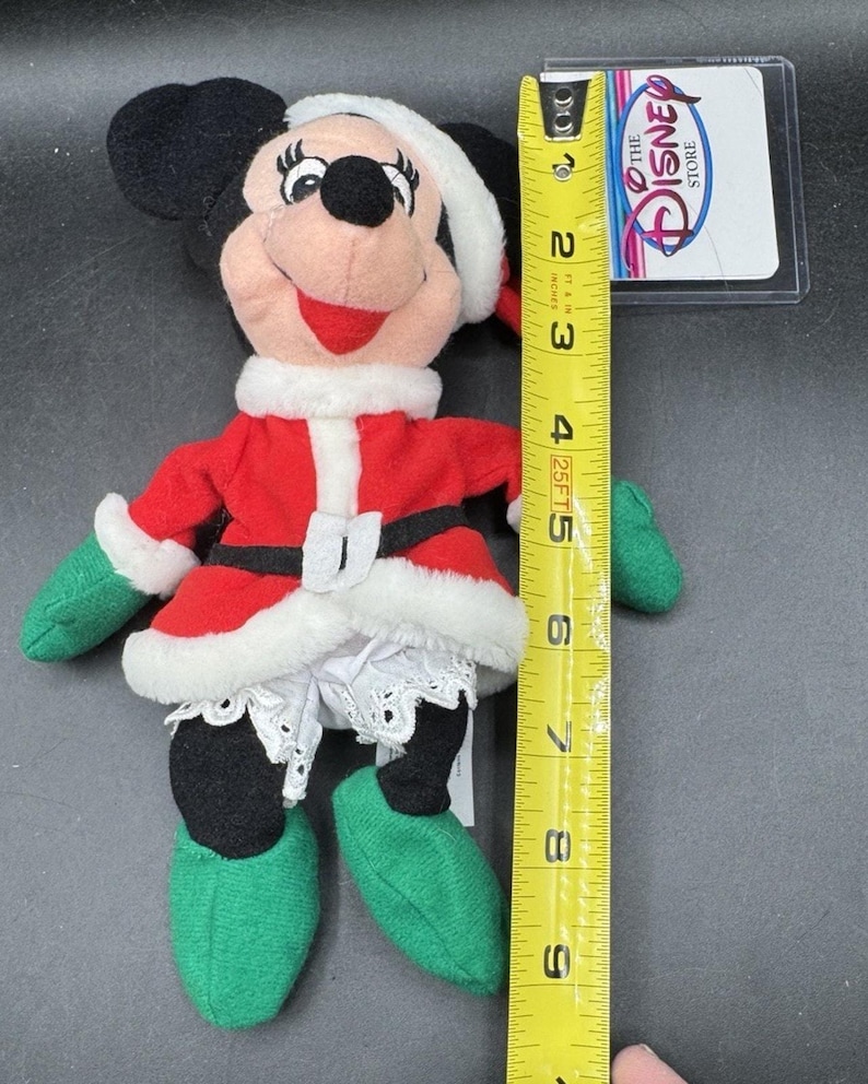 Vtg 1990's The Disney Store Beanie Baby Pluszowa Myszka Minnie Święty Mikołaj Boże Narodzenie NWT zdjęcie 2