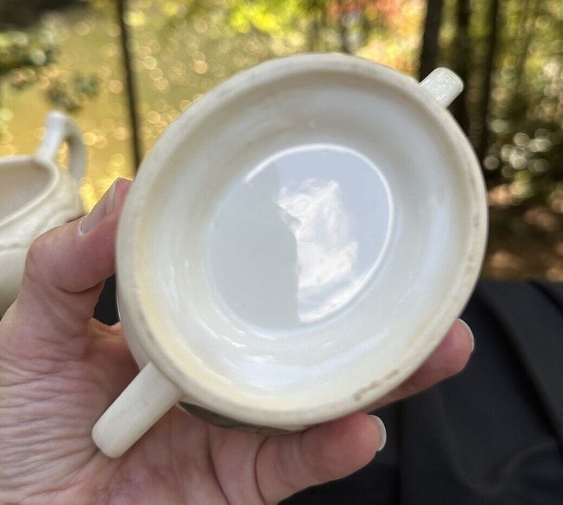 Vintage Three Piece Blue Ridge Southern Pottery Sugar Bowl W/ Lid Creamer S51 zdjęcie 10