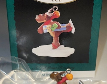 NEU! Hallmark Ein Geschenk von Rodney Reindeer Mini Weihnachtsschmuck 1995 -WW