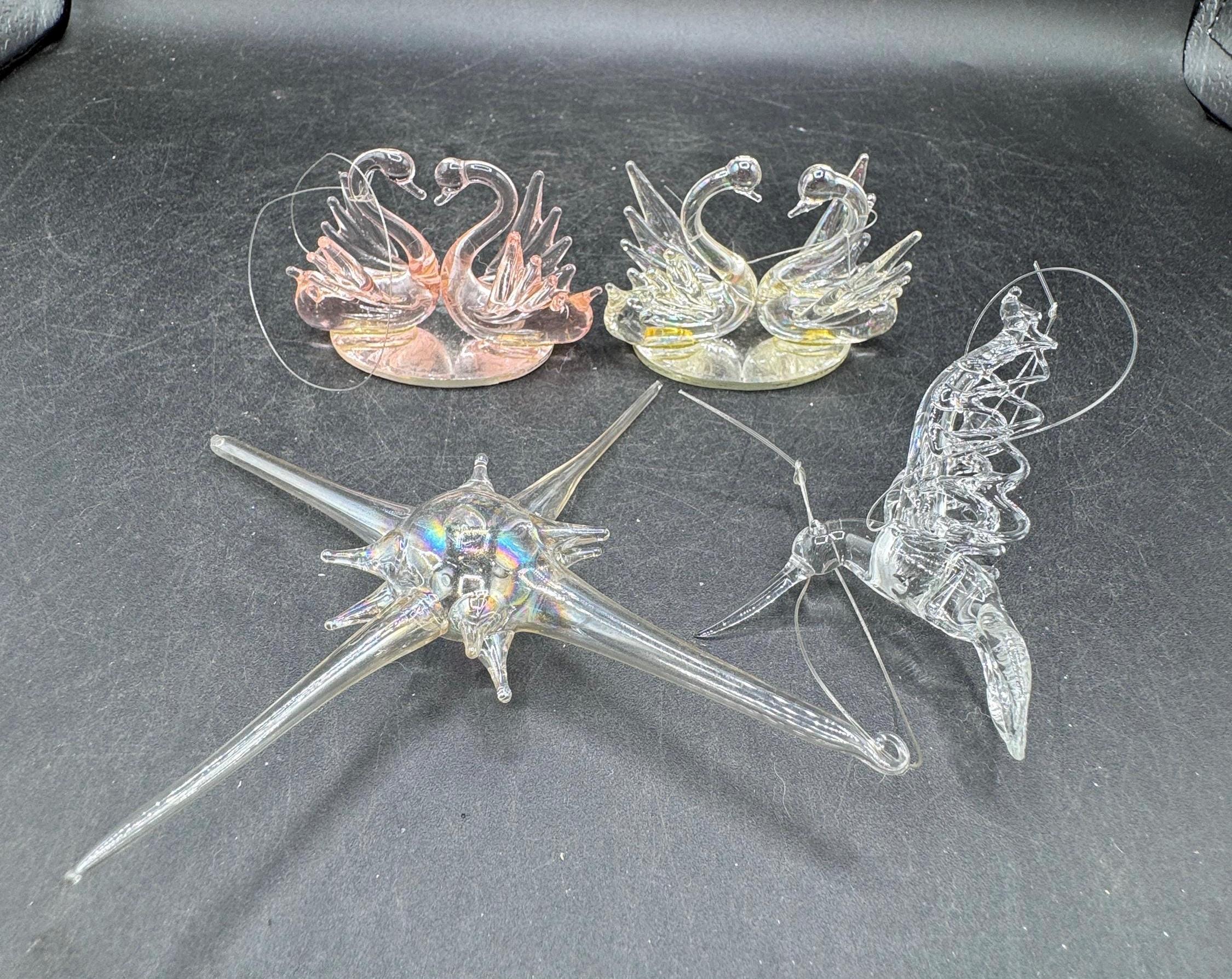 ヴィンテージ 吹きガラス シルヴェストリ ハチドリ 白鳥＆星