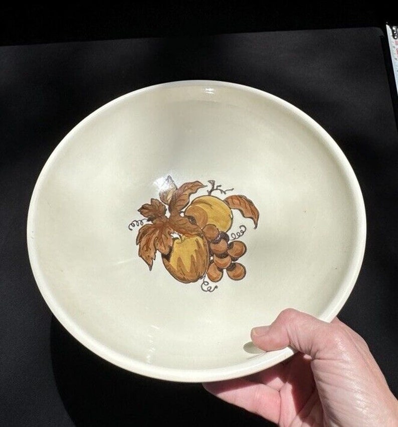 Rare 1950 MCM POPPYTRAIL by METLOX Golden Fruit Pattern 11 Fruit Bowl image 3