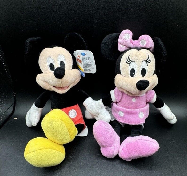 Vtg Disney Mickey Mouse Minnie Mouse Plush Toy Disney Junior Set New NWT! image 2