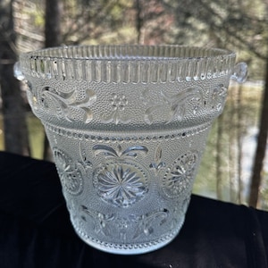 American Concord Clear Ice bucket by BROCKWAY GLASS CO Sandwich Glass Vintage