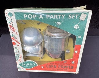 Mini máquina eléctrica de palomitas de maíz de aluminio Mirro de los años 50. ¡Nueva! ¡Sellada!