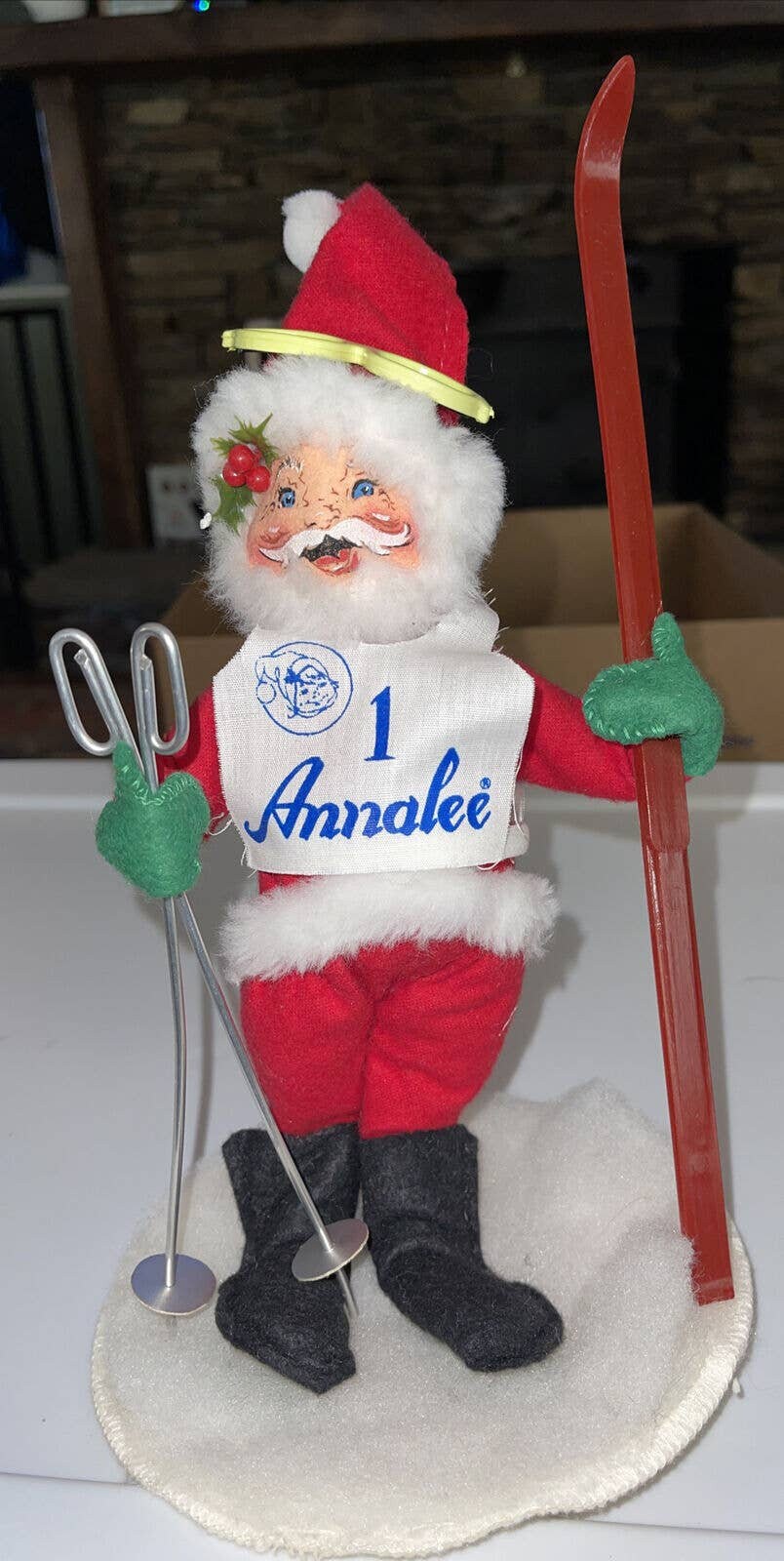 Wowse Skiing Gnome Santa Holiday Figuines, Set Of 2