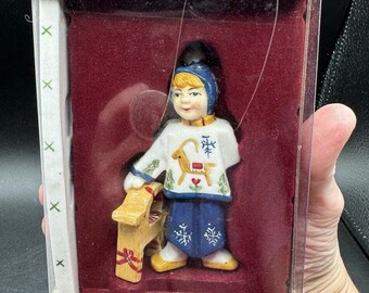 New Rare Villeroy & Boch Scandinavia Boy With Goat Ornament MIB