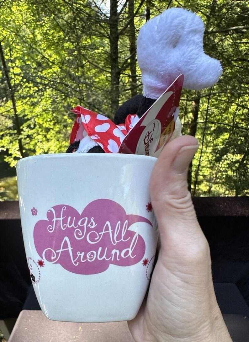 Disney Minnie Mouse Love Hearts Ceramic Coffee Mug & Plush Doll New! -C9 image 3