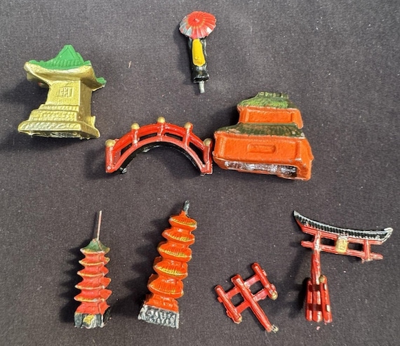 1920年代のヴィンテージ 日本の村の子供用おもちゃのミニチュア 橋の