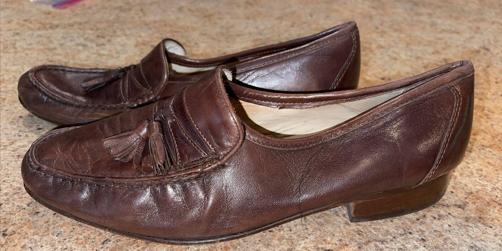 Size 8M Saks Fifth Avenue Made In Italy  Brown Oxfords Shoes Saks Fifth Avenue COLLECTION Leather Oxfords | Saks Fifth Avenue main image 4