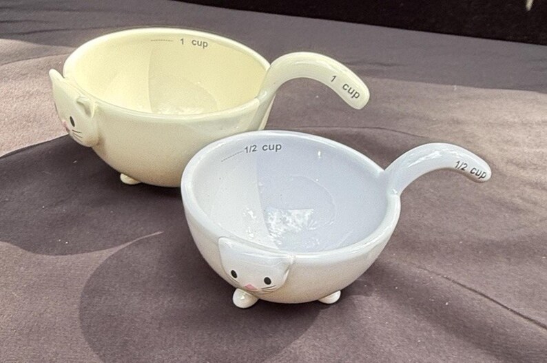 2 Vintage Urban Outfitters Kitty Katze Keramik Messbecher -T35 Bild 6
