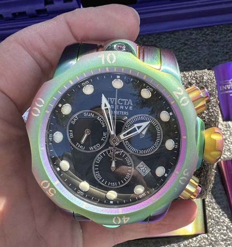 Invicta 26334 Men's Grand Diver Auto Abalone Purple Dial Iridescent Watch Set image 5