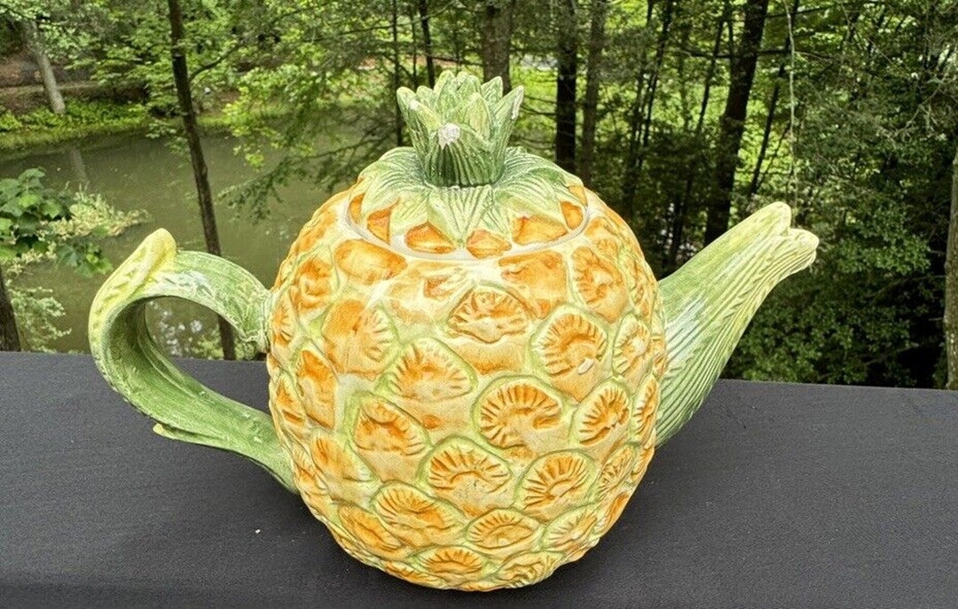 Antique Majolica Small PINEAPPLE TEAPOT Unmarked English 6.5” Tall -A79 ...
