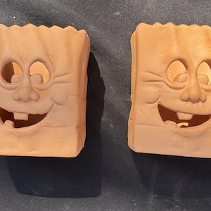 2 nya Scioto Mold Pottery Terra-Cotta Happy Treat Bags Luminaries Halloween Luminary värmeljus